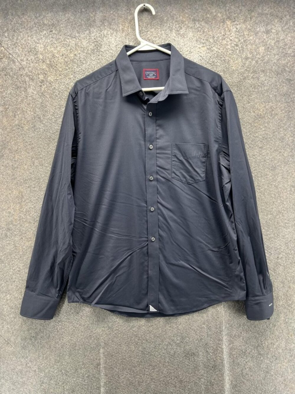 UNTUCKit Shirt Men Large Blue Solid Stretch Long Sleeve Button Up Slim Fit